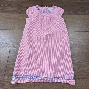 Vineyard Vines Girls Pink Seersucker Cap Sleeve Dress Embroidered Trim Sz 8